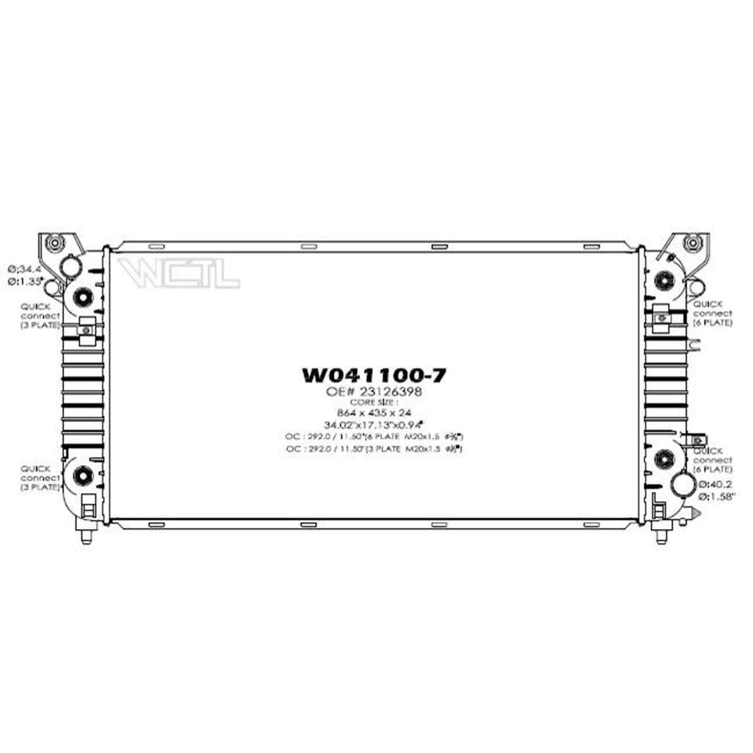 Replacement Plastic/Aluminum Radiator w/o Tow Package (See compatibility Chart)