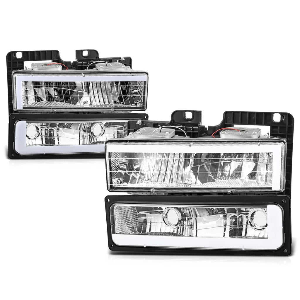 C-Shape LED DRL Headlights for Chevy GMC C/K Suburban Tahoe Yukon (1988–2000)
