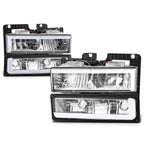 C-Shape LED DRL Headlights for Chevy GMC C/K Suburban Tahoe Yukon (1988–2000)