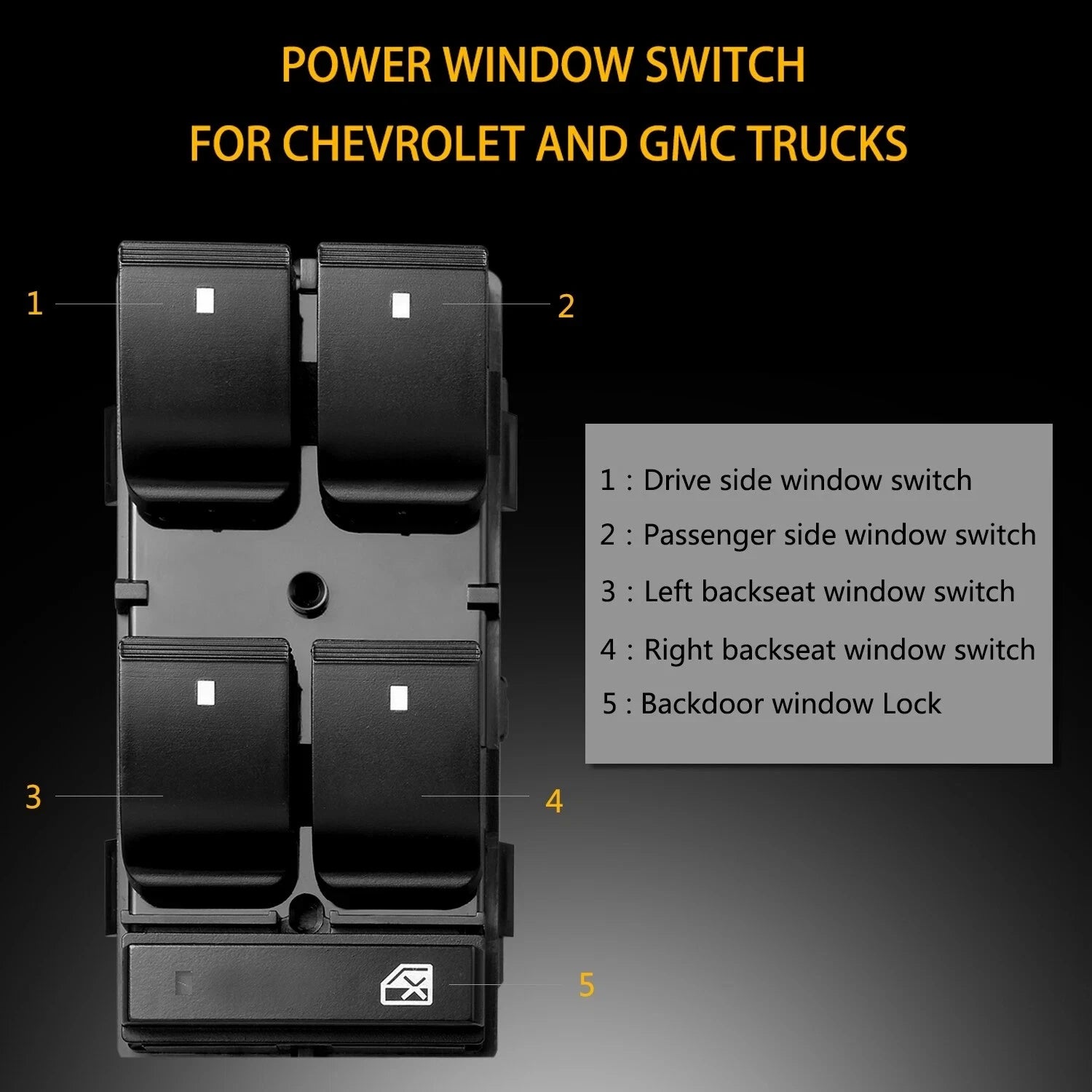 Power Window Control Switch for Chevy Silverado GMC Sierra (2007-2015)