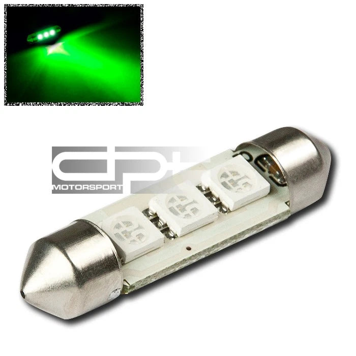 11X 39mm 3 SMD 5050 Bright Green LED Dome/Trunk Light Bulb for