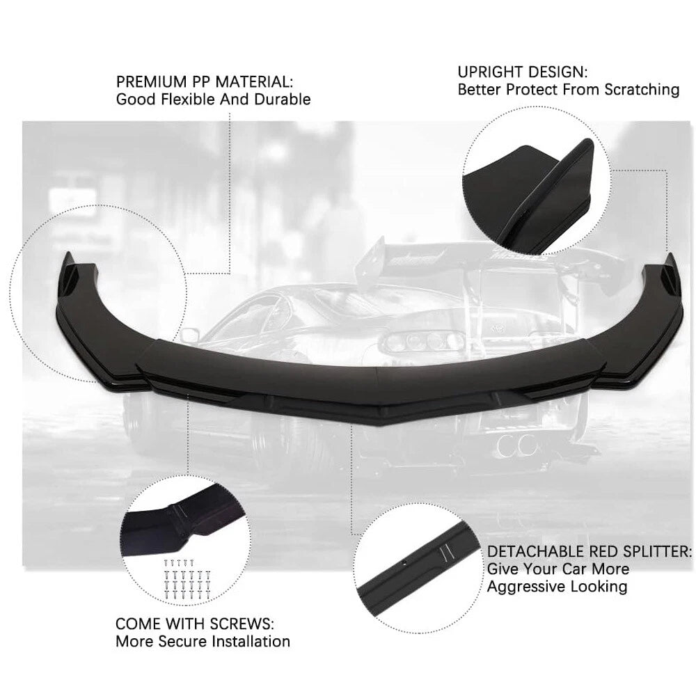 Front Bumper Lip Splitter Spoiler + Strut Rods for Pontiac G8 GT GTO (2008–2009)
