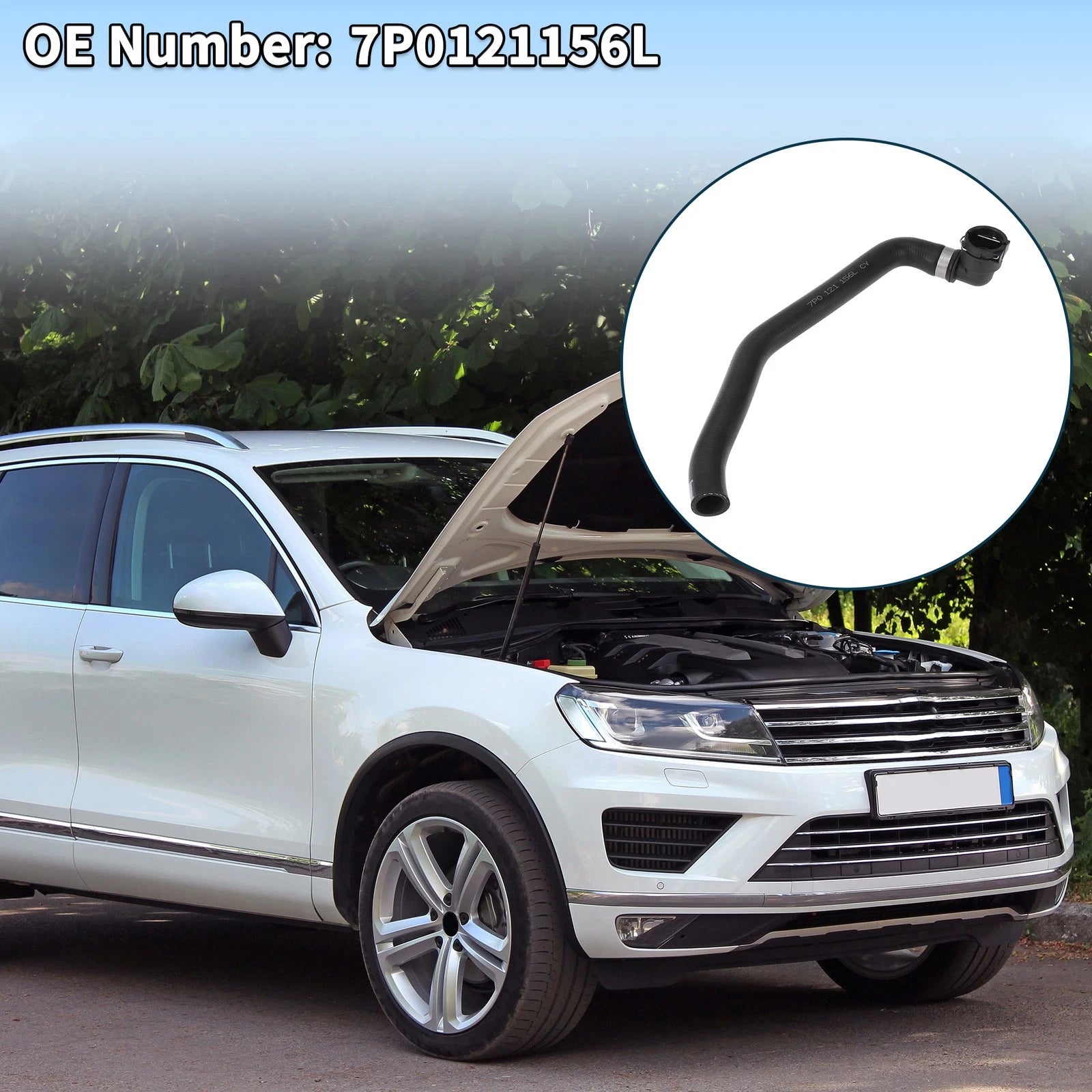 Radiator Hose Coolant Pipe for Volkswagen Touareg 3.0L (2011–2018) Black Plastic