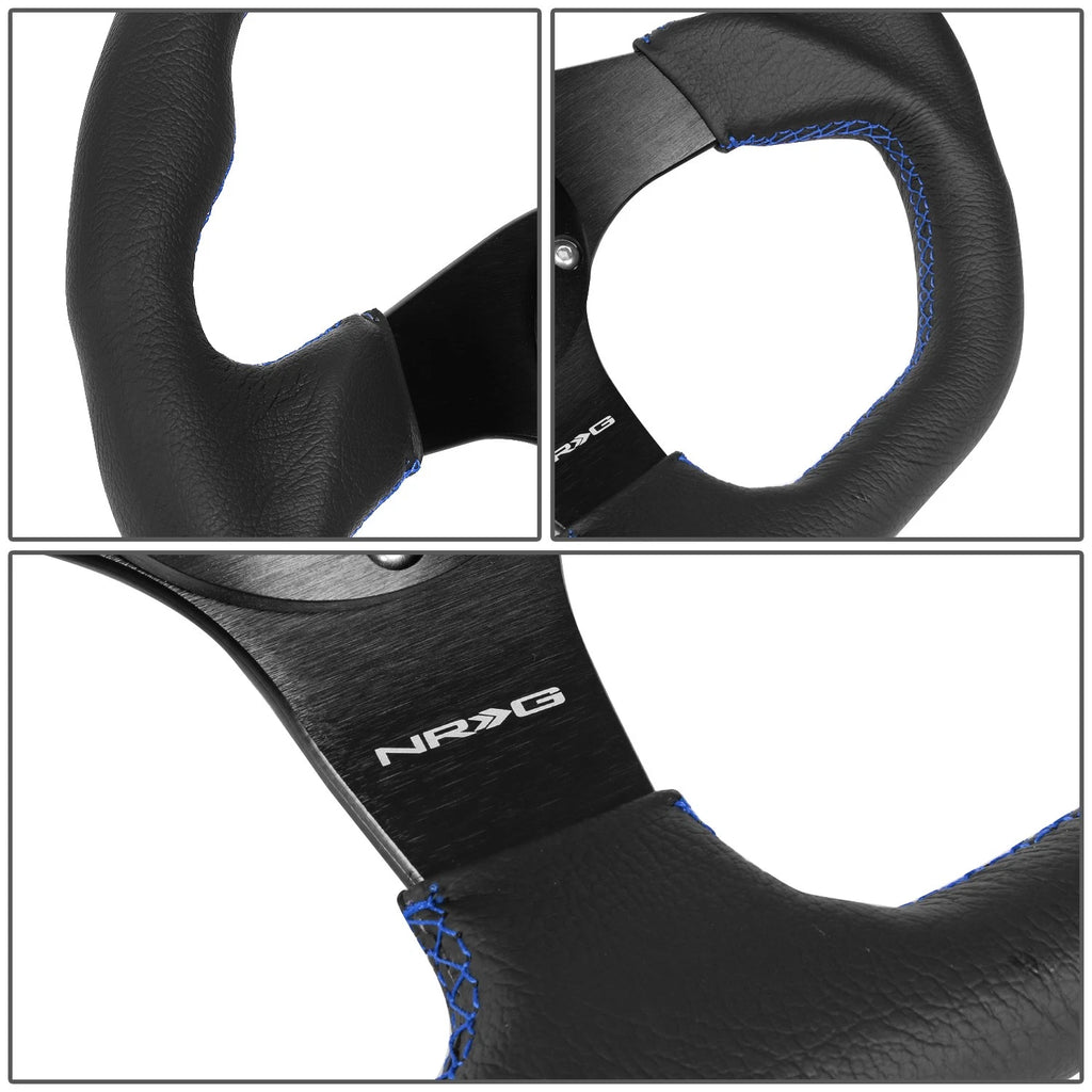NRG 320mm Flat Bottom Leather Steering Wheel for RST-024MB-R-BL (Fits Various)
