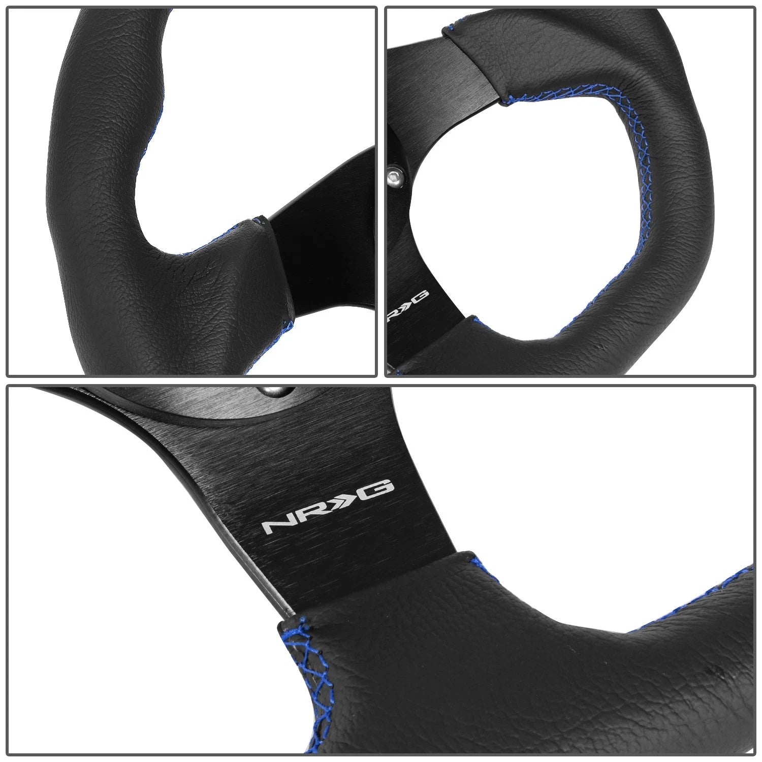 NRG 320mm Flat Bottom Leather Steering Wheel for RST-024MB-R-BL (Fits Various)