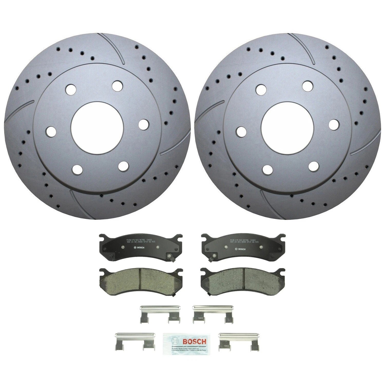 Front Brake Kit 305mm Drill Rotors Bosch Ceramic Pads for Cadillac Chevrolet GMC