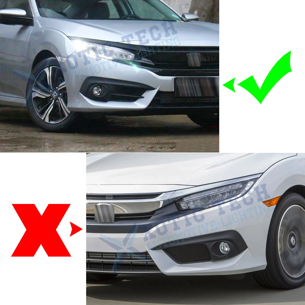 Chrome ABS Fog Light Strip Decor for Honda Civic 10th Gen (2016-2018)
