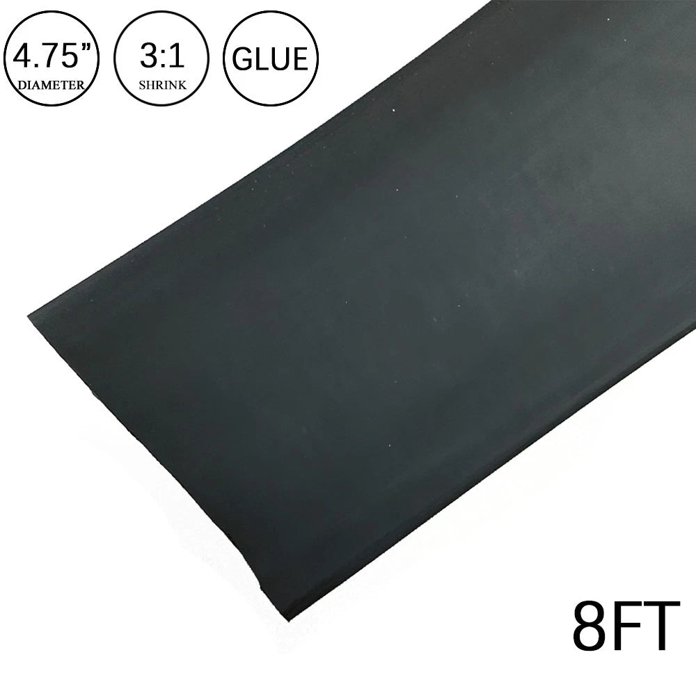 Heat Shrink Tubing for Wires Wrap (4.75" x 8FT) - Black, Waterproof, Dual Wall