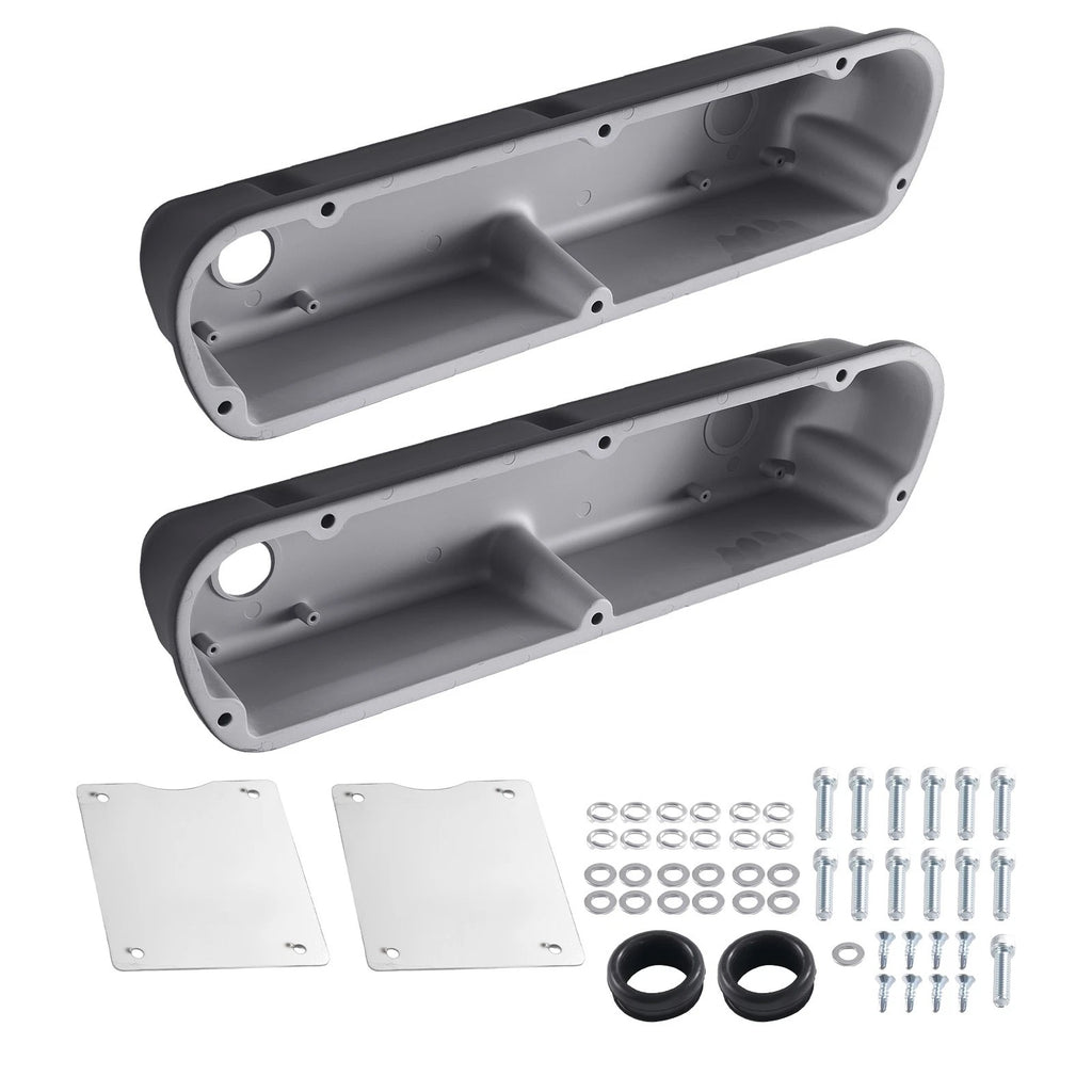 Aluminum Finned Valve Cover Set for Ford 289 302 351W (1962–1985) Black