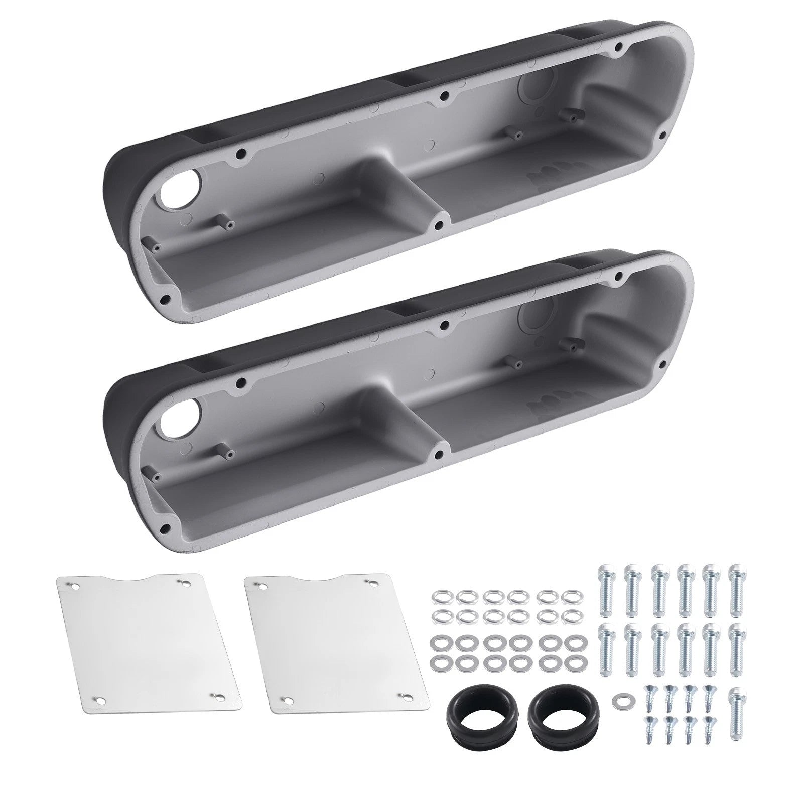Aluminum Finned Valve Cover Set for Ford 289 302 351W (1962–1985) Black