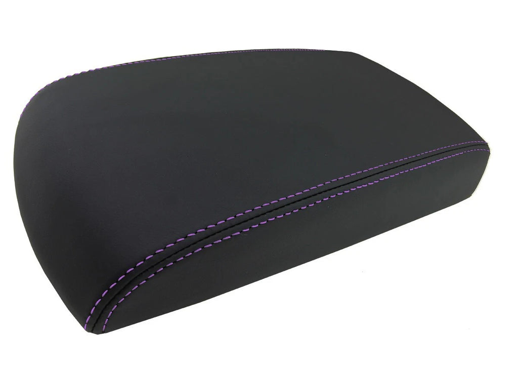 Leather Console Lid Armrest Cover for Chevrolet Impala (2006–2019) Purple Stitch