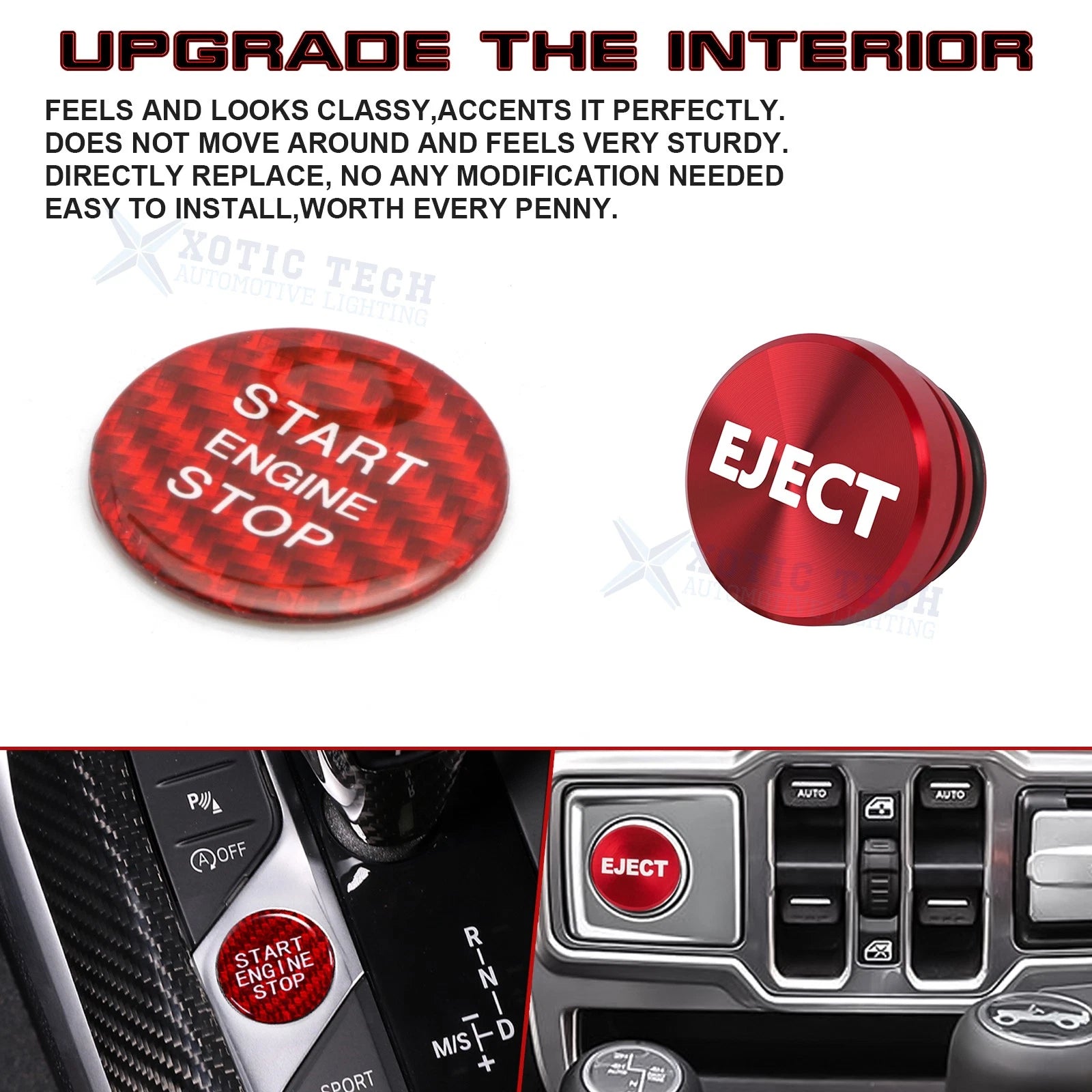 Real Carbon Engine Start & Cigarette Lighter Eject Button Trim for Audi A4 RS4 (2016-2020)