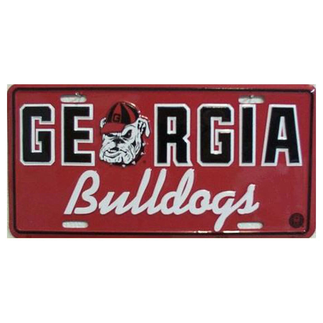 Georgia University Bulldogs Red Embossed Metal License Plate Tag