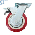 Set of 4 Heavy Duty 6" Swivel Caster Wheels with Belt Brake Polyurethane