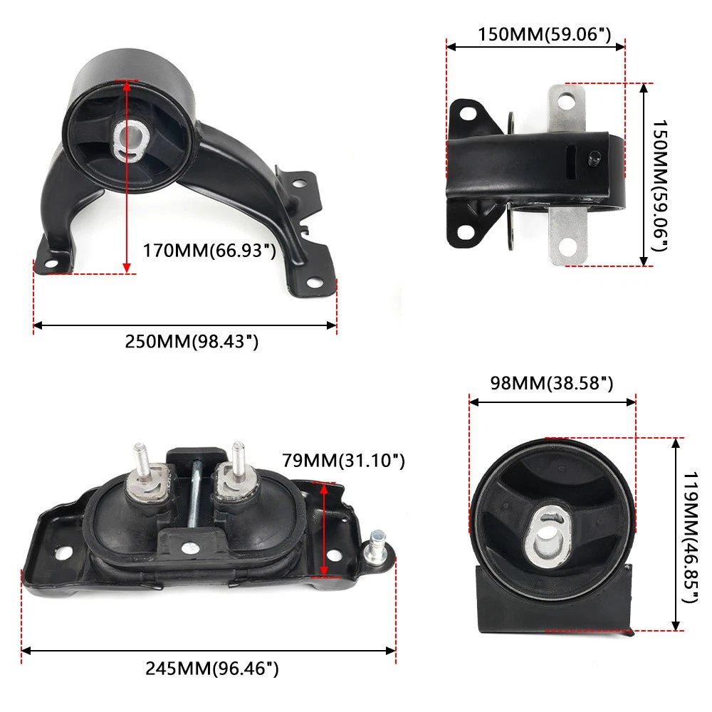 4X Engine Motor Trans Mounts for Chrysler Town & Country/Ram C/V (2011–2016)