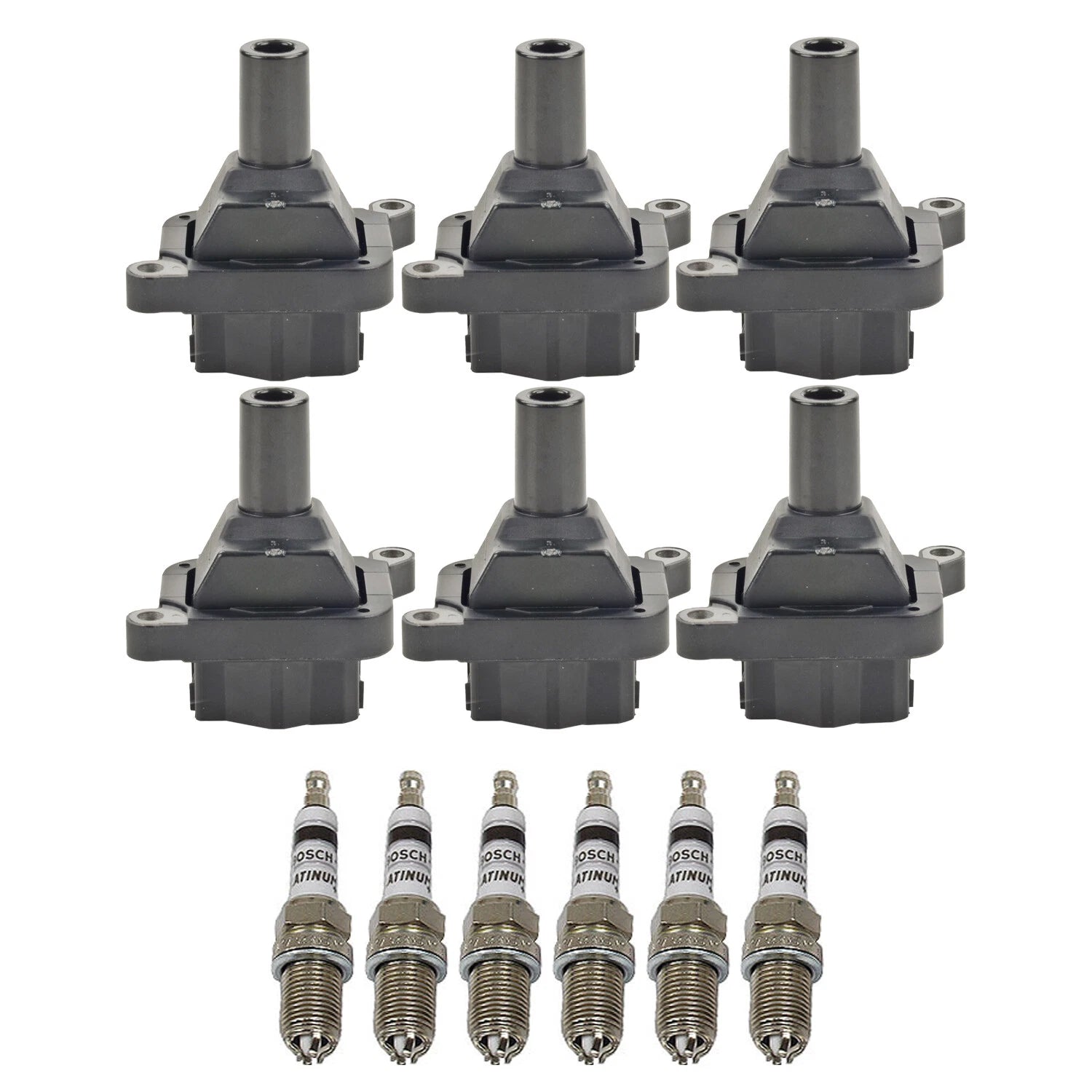 Set of 6 Ignition Coils & Spark Plugs for BMW CL E36 E39, Toyota Supra V6 L6