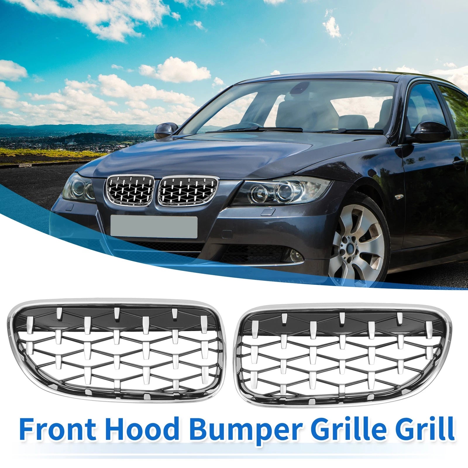 Set of 2 Front Hood Bumper Grille for BMW 335is 328i xDrive (2011–2013)