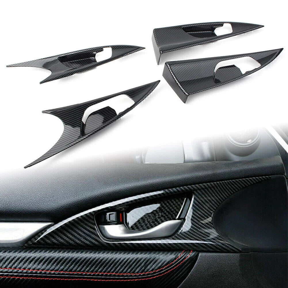 Carbon Fiber Inner Door Handle Bowl Cover Trim for Honda Civic (2016–2020)