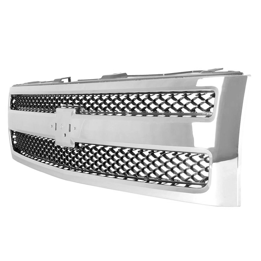 Replacement Black Chrome Plastic Front Grille for Chevrolet Silverado (2014–2018)