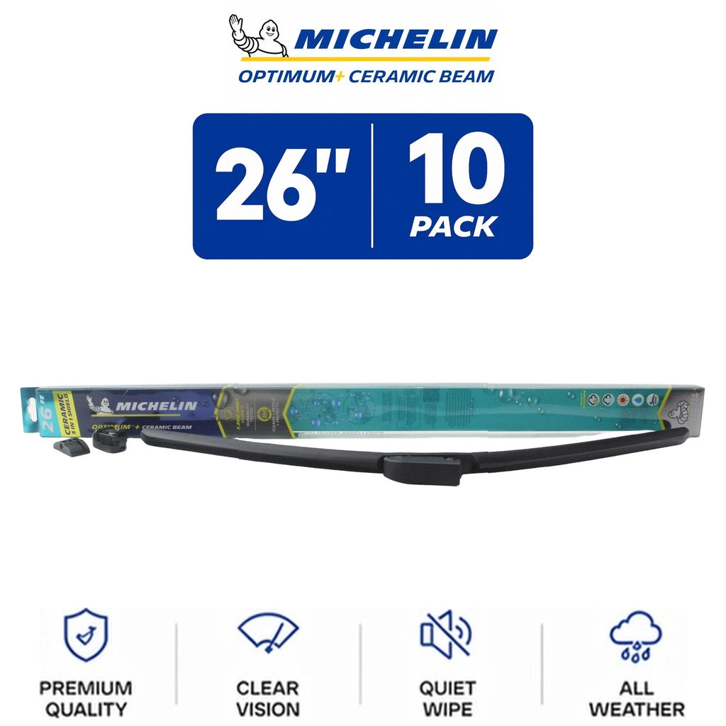 Set of 10 Michelin Optimum+ Ceramic Beam Wiper Blades 26" for All Vehicles