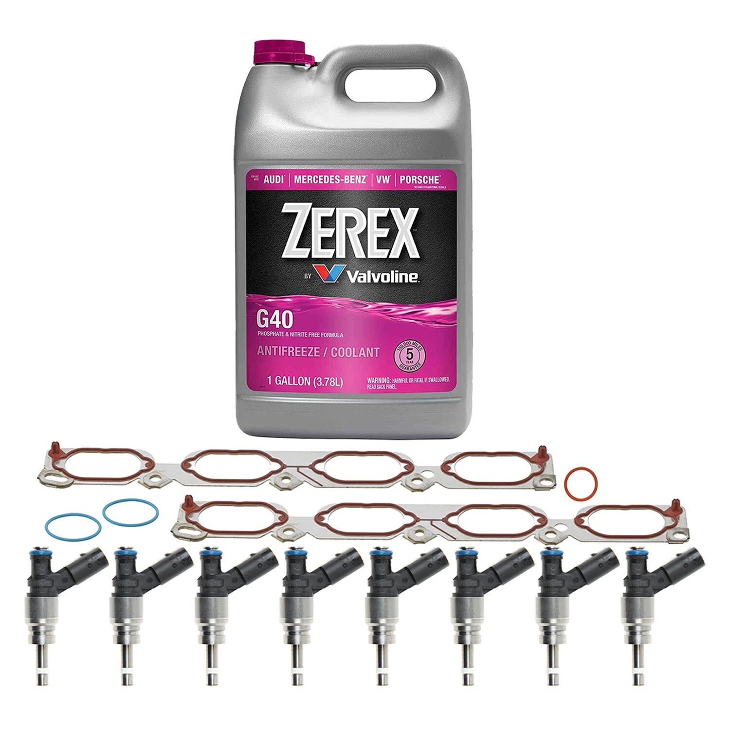 Set of 8 Fuel Injector Gasket Seal & Antifreeze Kit for Audi A6 Quattro (2007–2011)