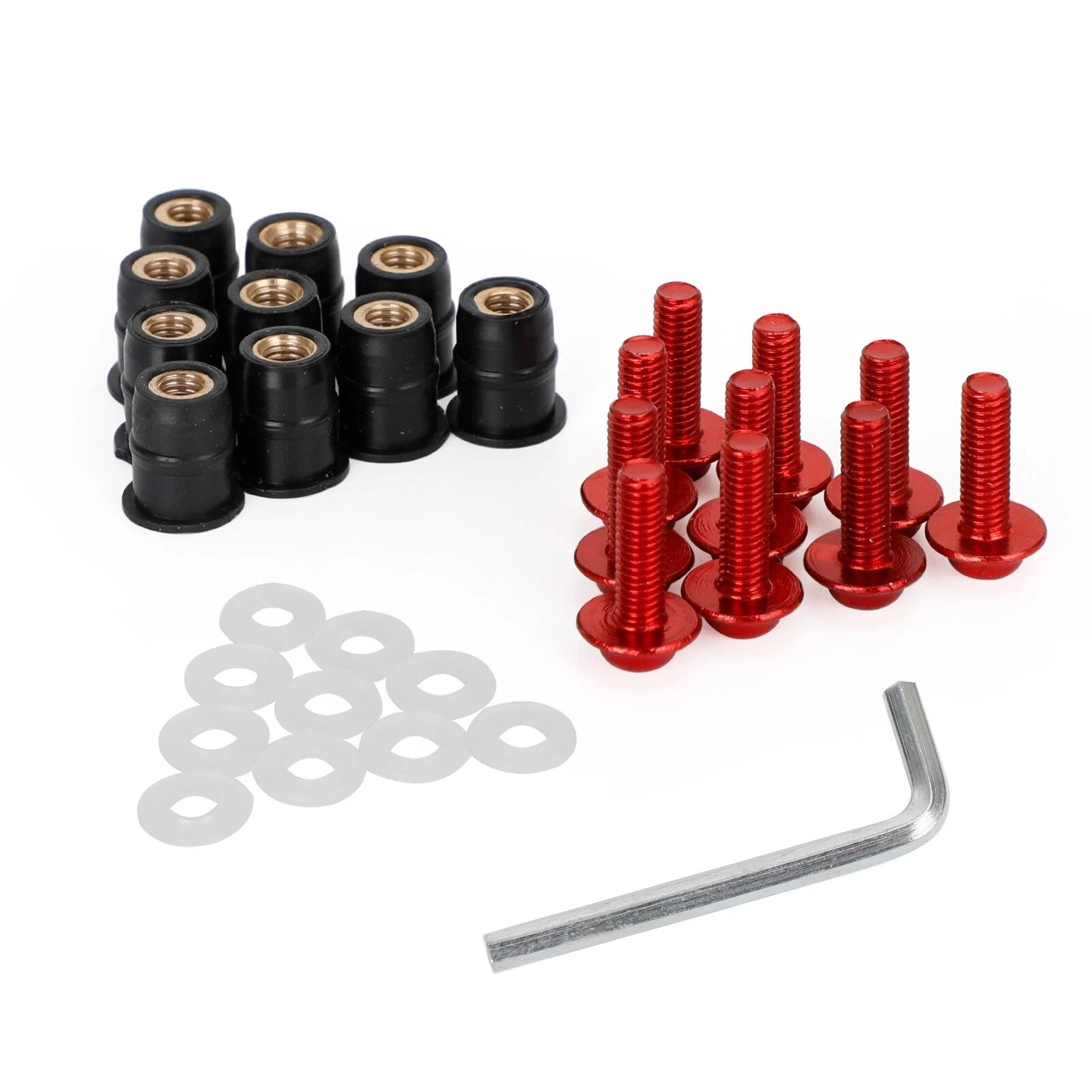 10 Pack Wind Screen Shield Kit for Motorcycle (M5x16mm Screw Bolt Washers)