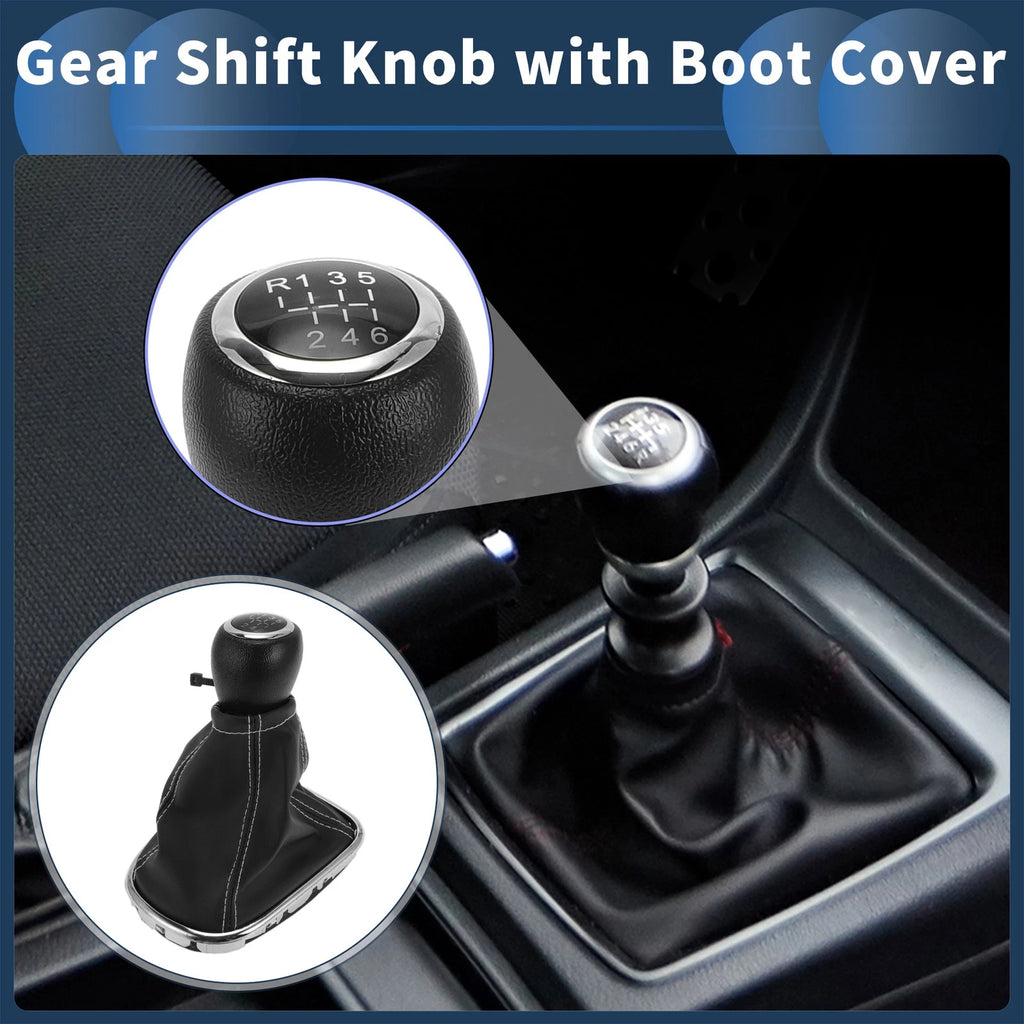 6 Speed Gear Shift Knob with Cover for Chevrolet Cruze (2010–2015) Black Faux Leather