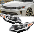 Halogen Headlight Set for Kia Optima (2016–2018) Clear Lens Black