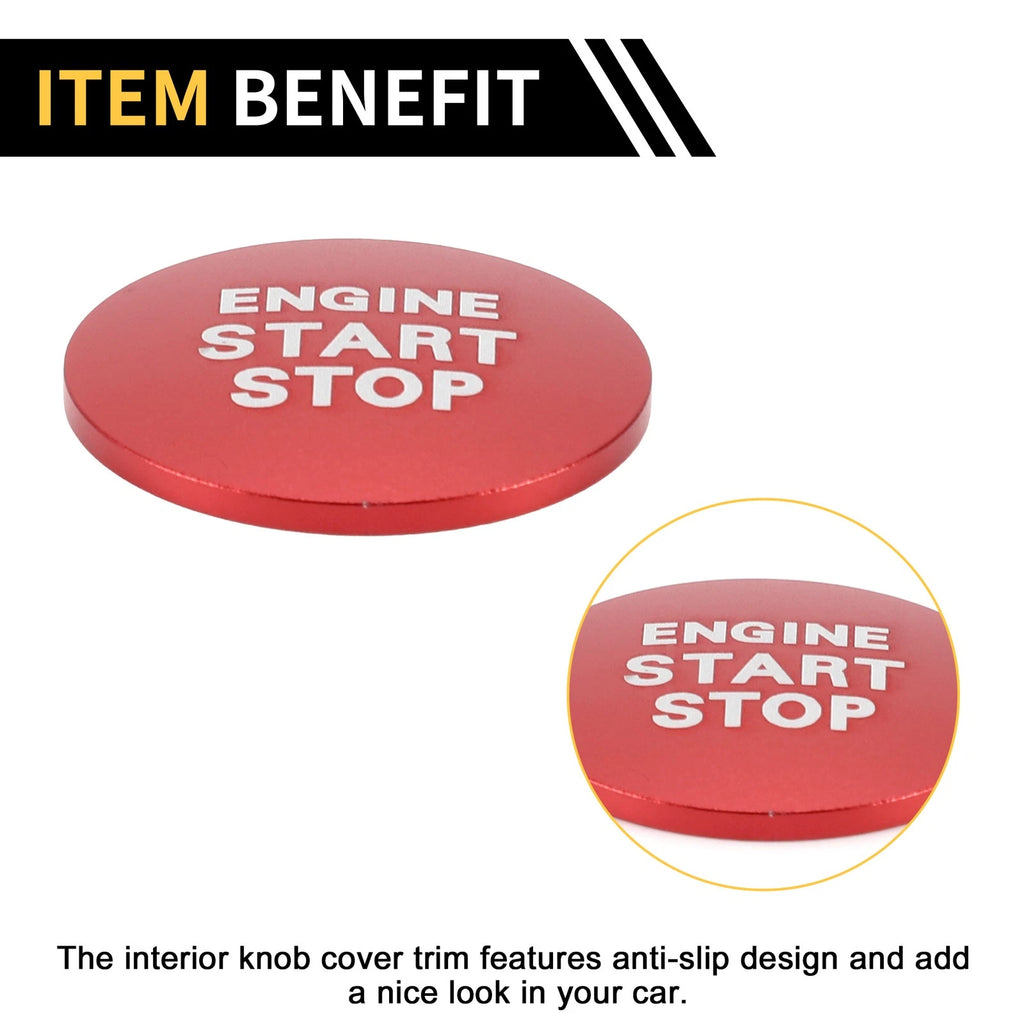 Engine Start Stop Button Switch Knob Cover for Toyota Tacoma (2016–2023) Red