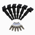 Set of 6 Spark Plugs + Ignition Coils for BMW e60 535i e90 335i f02 740Li e89 z4