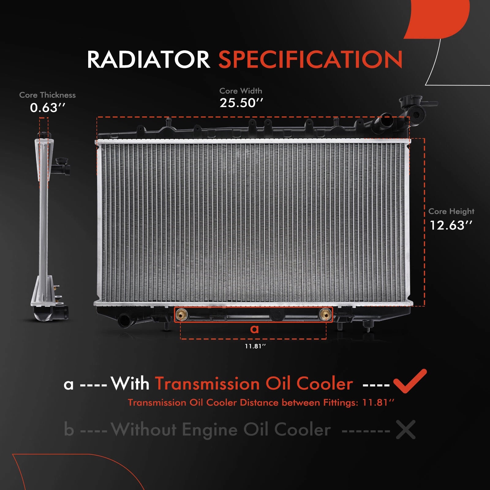 Radiator with Transmission Oil Cooler for Nissan Sentra (2000–2006)