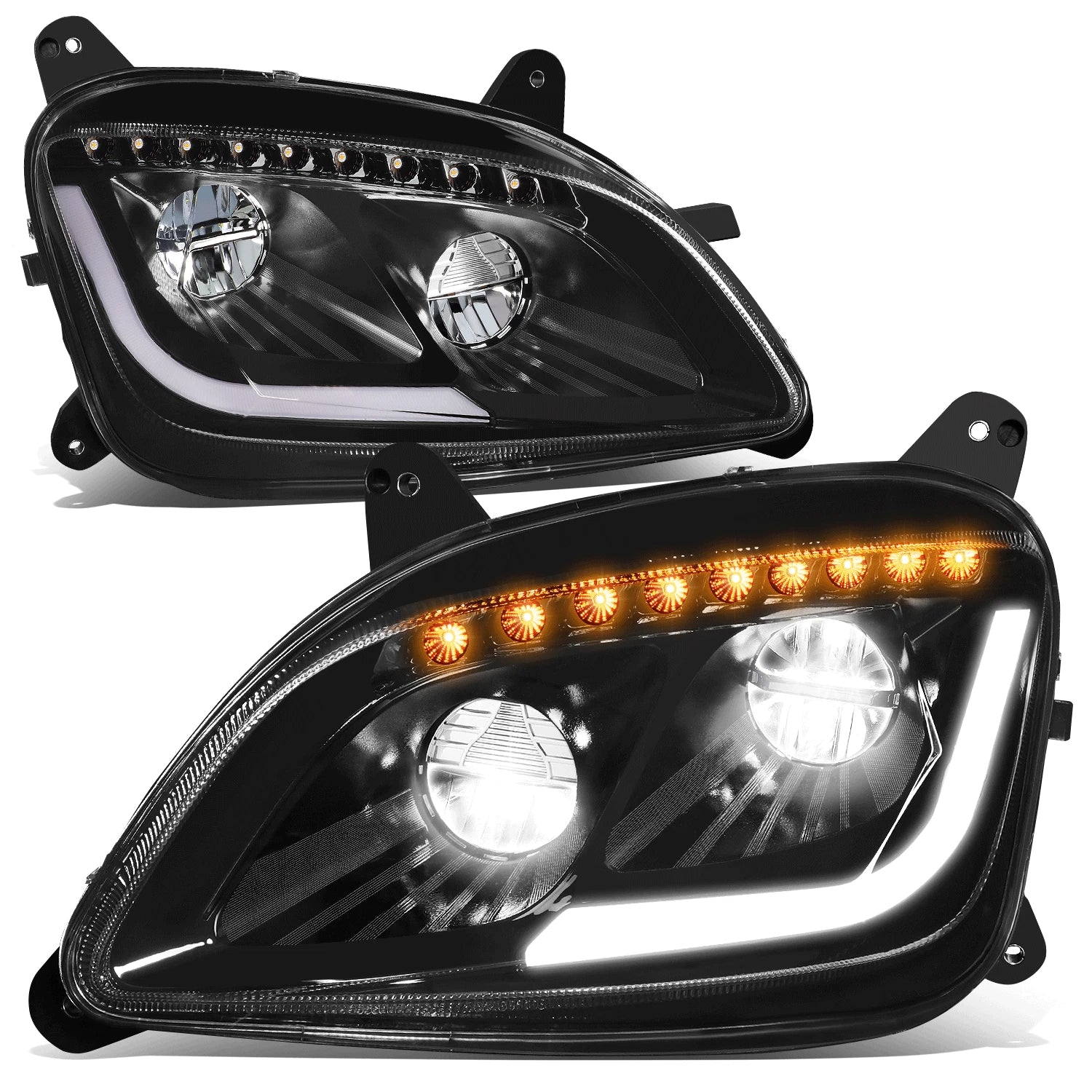 LED Sequential Turn Signal/DRL Headlight for Peterbilt 587/579 (2011–2021)