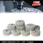 Set of 3600 Collated Siding Nails 1-1/2" Full Round Head