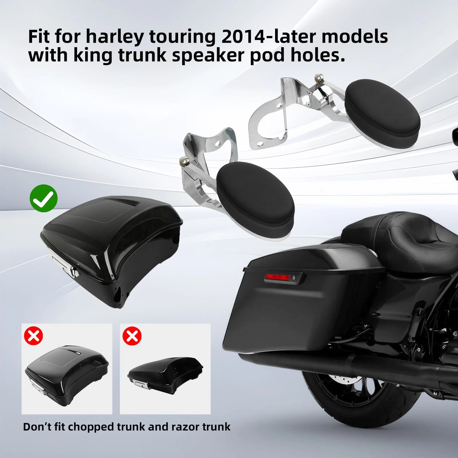 Chrome Rear Passenger Armrests for Harley Street Road Glide (2014–2025)