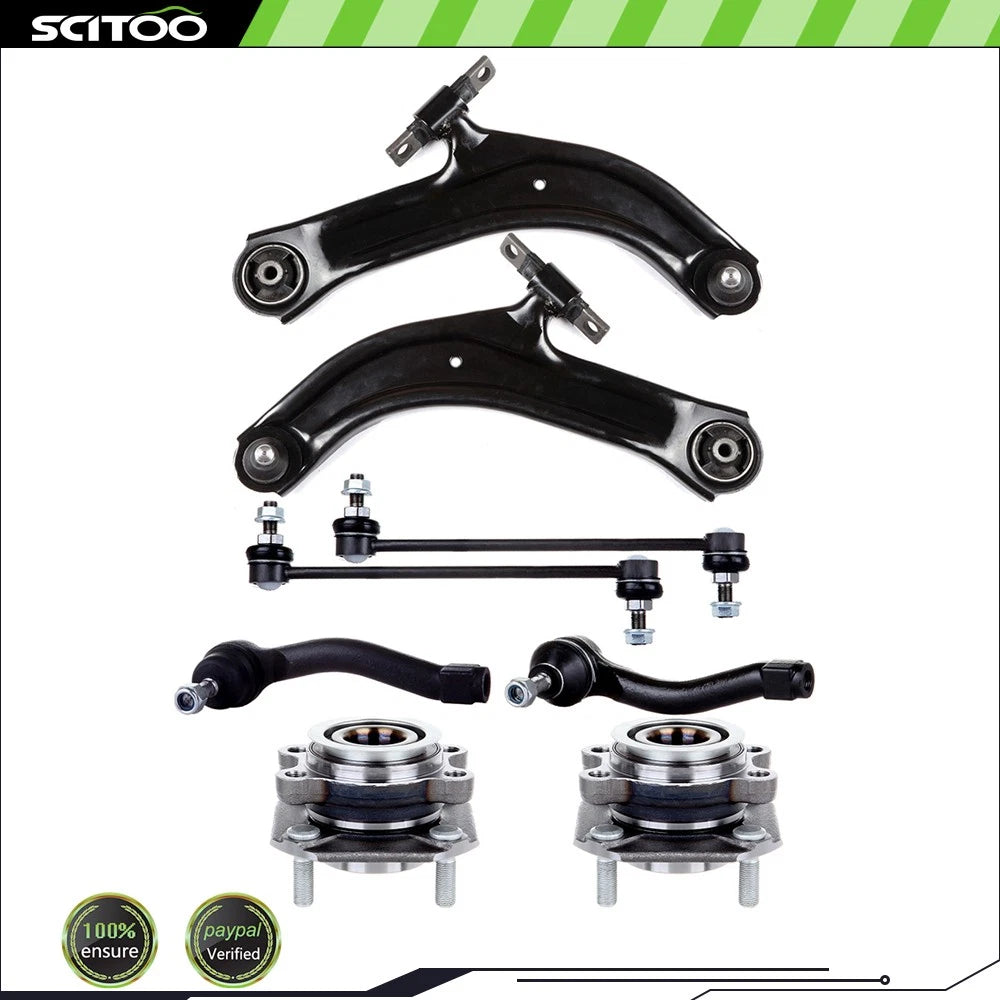 Set of 8 Front Tie Rod End Sway Bar End Wheel Bearing Hub for Nissan Sentra (2007–2012)
