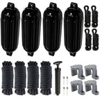 Set of 4 Boat Fenders for (6.5"x23", Black)