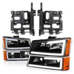 LED DRL Headlights + Mounting Brackets for Avalanche Silverado (2003–2007)