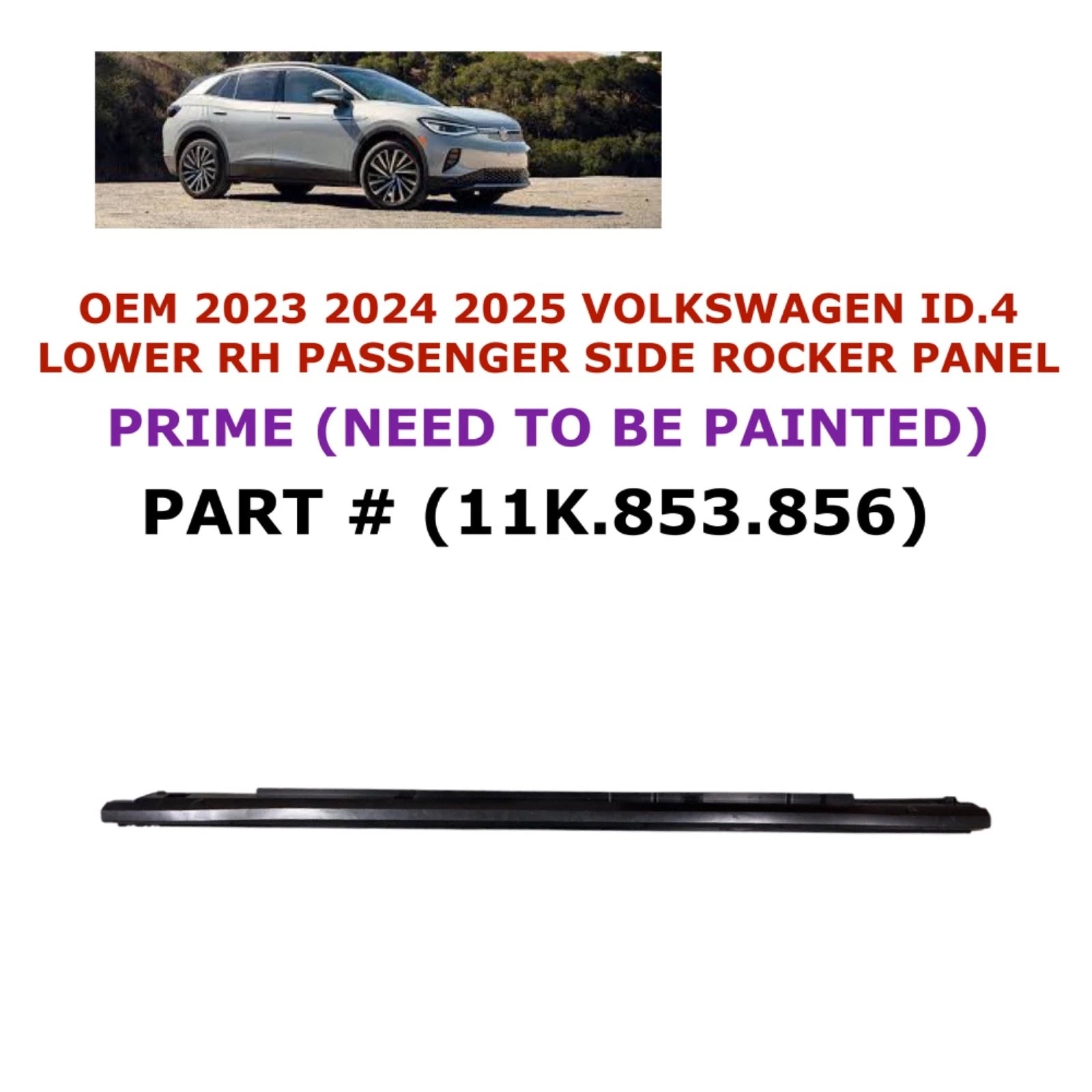 Right Side Rocker Panel for Volkswagen ID.4 (2023–2025) 11K.853.856
