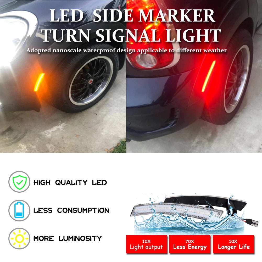 Set of 4 Clear Lens LED Side Marker Lights for Mini Cooper (2002–2008)