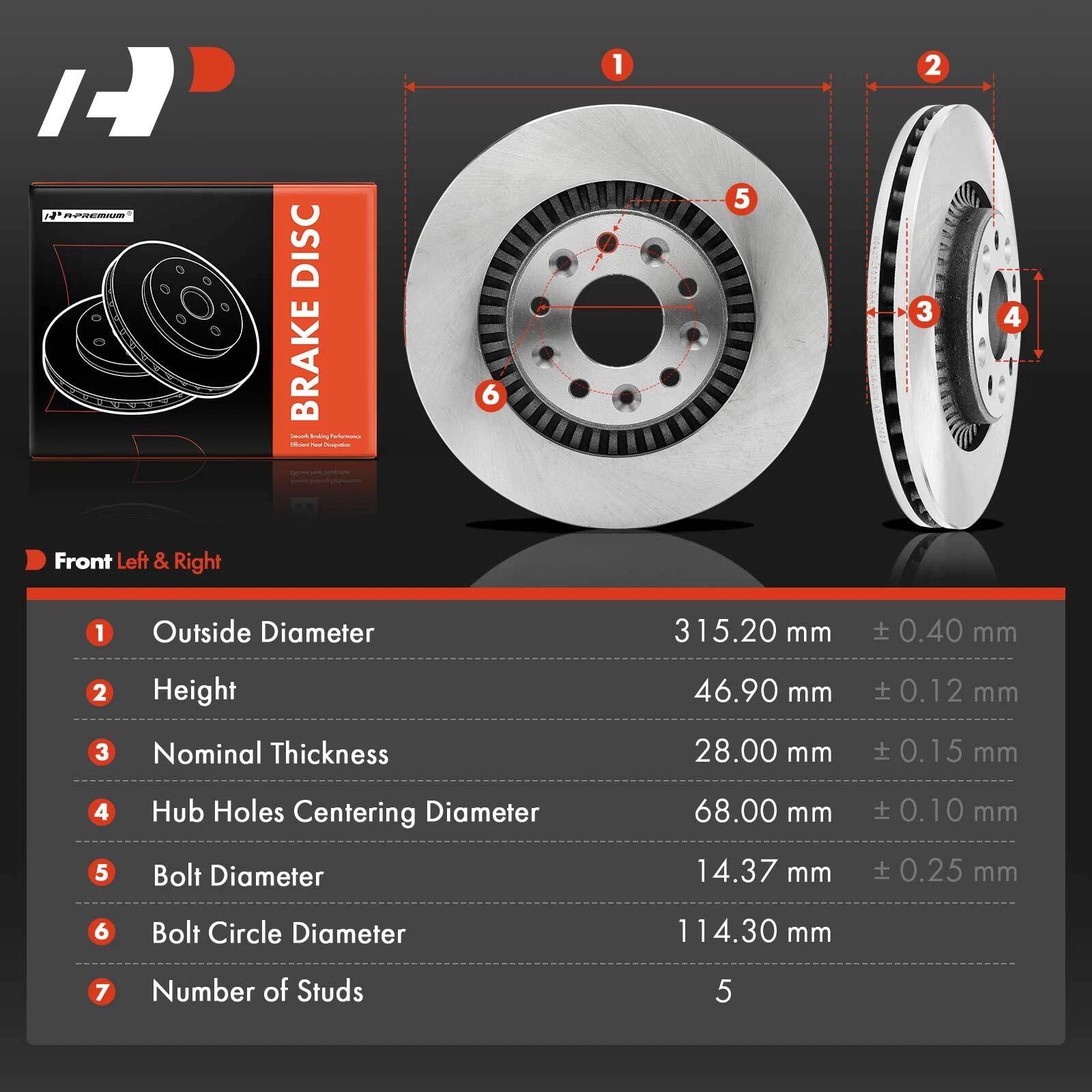 Front Disc Brake Rotors for Ford Taurus, Taurus X, Mercury Sable (2008-2009)