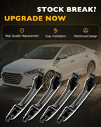 4X Chrome Exterior Door Handles w/ Lock Cylinder Kit for Hyundai Elantra (2017–2020)