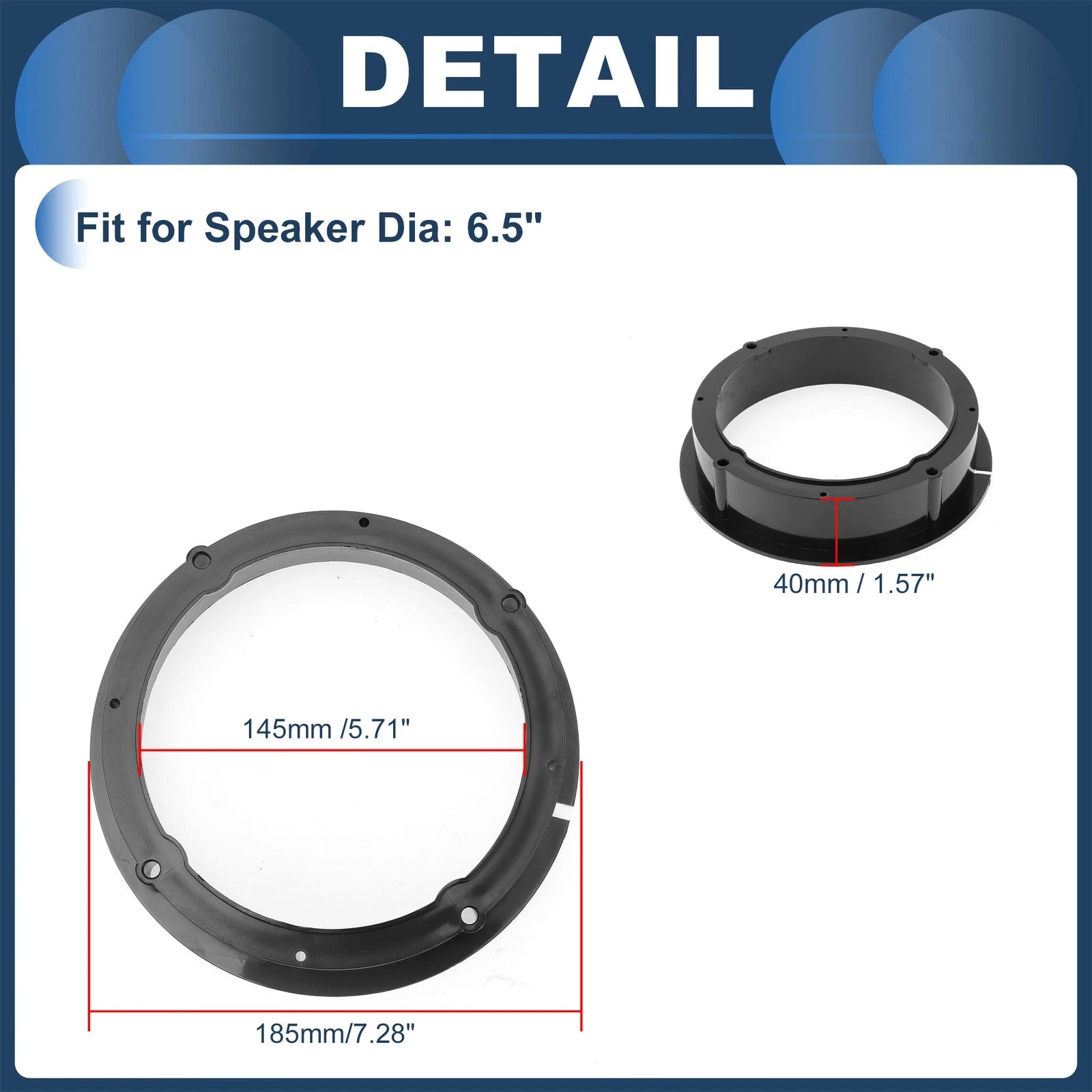 2X Speaker Spacer Ring Adaptor for Volkswagen 6.5" 