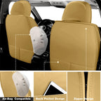 Set of 5 Car Seat Covers for Universal Fit (PU Leather, Beige)