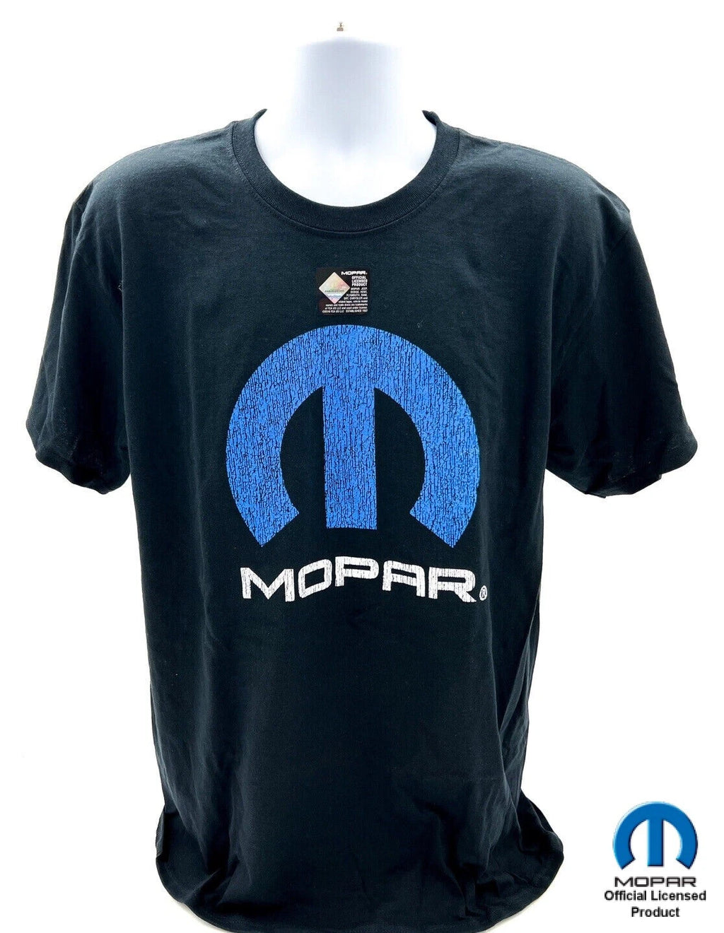 MOPAR T-Shirt Black with Blue and White Logo Emblem for Unisex (Universal)