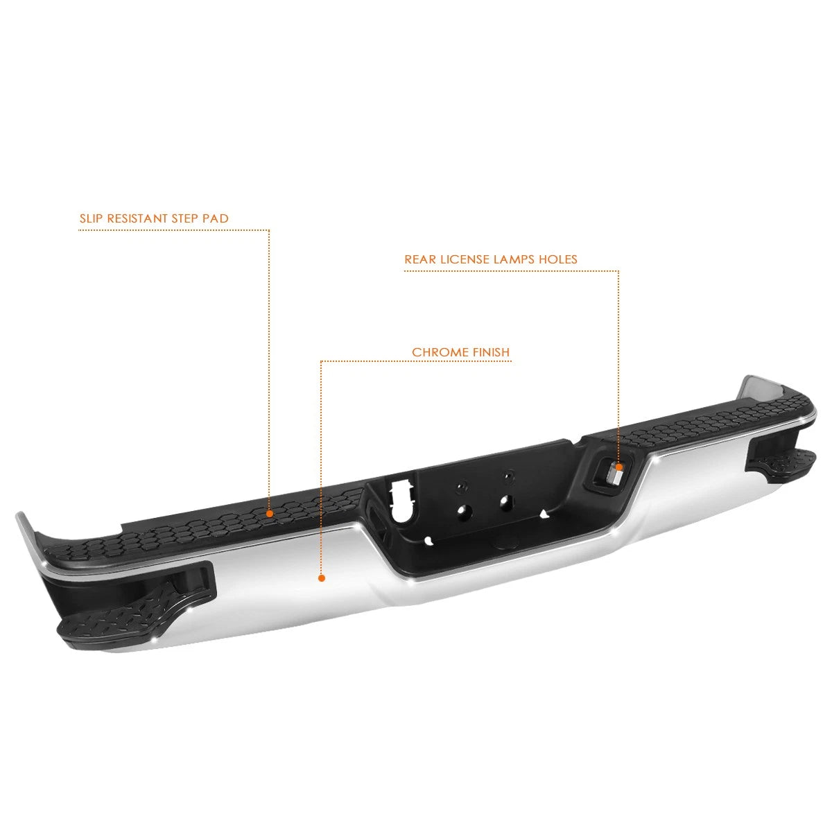 Rear Step Pad Bumper w/License Plate Lamp for Dodge Ram 1500 (2009–2023)
