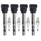 4X Ignition Coils + 4X Spark Plugs for VW Audi A3 A4 A5 TT Quattro (2006–2013)