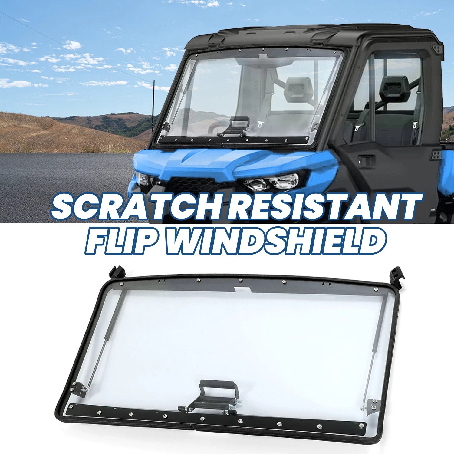 3X Scratch Resistant Flip Windshield for Can-Am Defender (2016–2024)