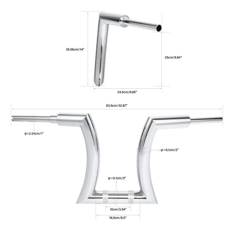 2X 14/16/18/20'' Rise 2'' Ape Hanger Handlebar for Harley Sportster