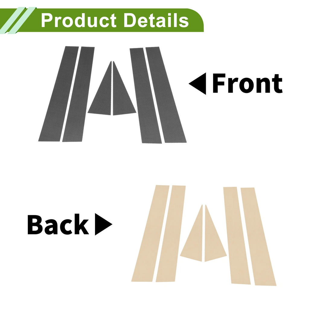 6pcs Pillar Window Trim for Chevy Captiva (2006–2015) Carbon Fiber Black