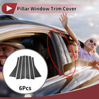 6 Pcs Car Door Pillar Window Trim for Honda Fit Jazz (2004-2007) Black Carbon Fiber